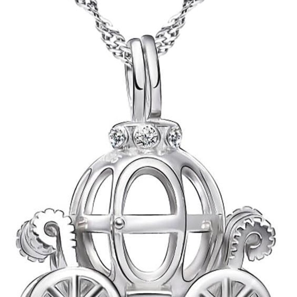 925 Sterling Silver Pumpkin Carriage Pendant Necklace,Bracelet